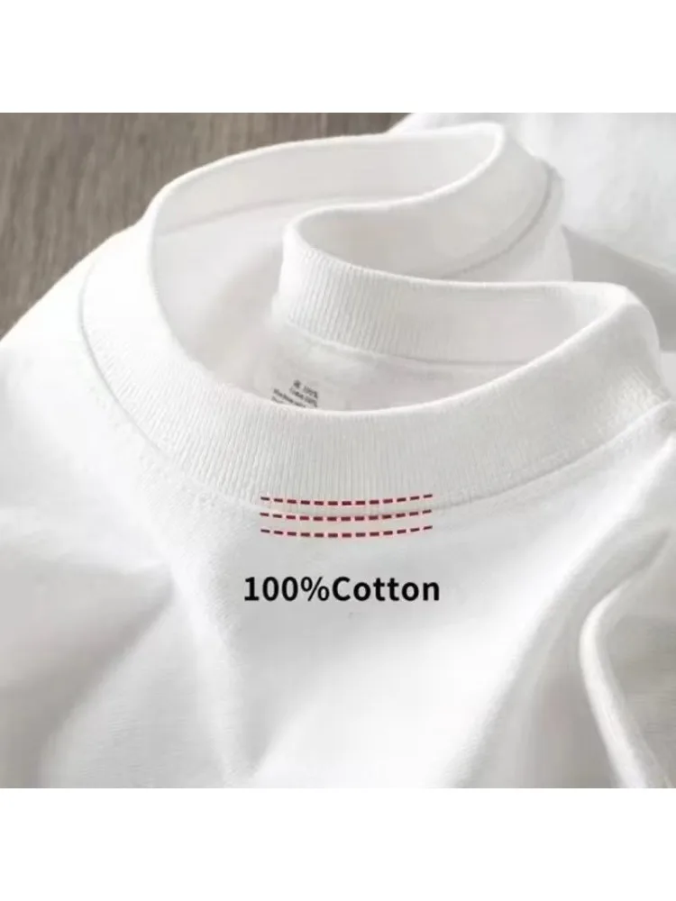 2026 Neues Umweltfreundliches Komfortables Reinweißes Schweres T-Shirt für Herren Sommer Reine Baumwolle Kurzarm Unisex Streetwear Mode