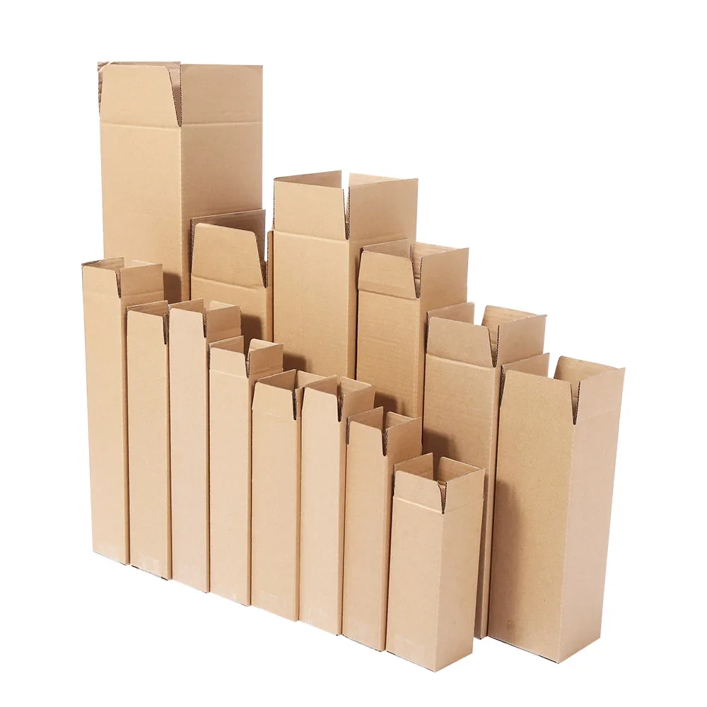 10pcs Long Carton Three Layers Extra Hard Cardboard Box Vertical Rectangular Packaging Express Delivery Box Business Mailbox