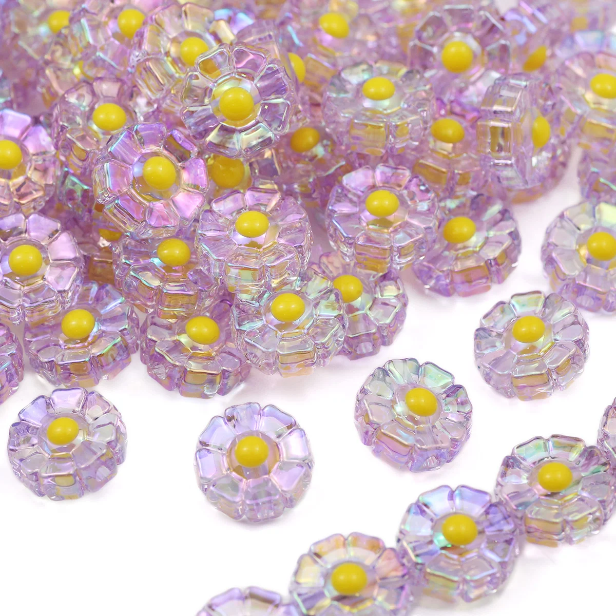 16 مللي متر اللون الأرجواني زهرة شكل الاكريليك متباعدة فضفاض الخرز لصنع المجوهرات Charms سوار قلادة المفاتيح DIY بها بنفسك اكسسوارات