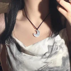 Trend Opal Moon Rope Chokers Necklace Clavicle Chain Pendant For Women Classic Elegant Wedding Neck Jewelry Love Pendant Gift