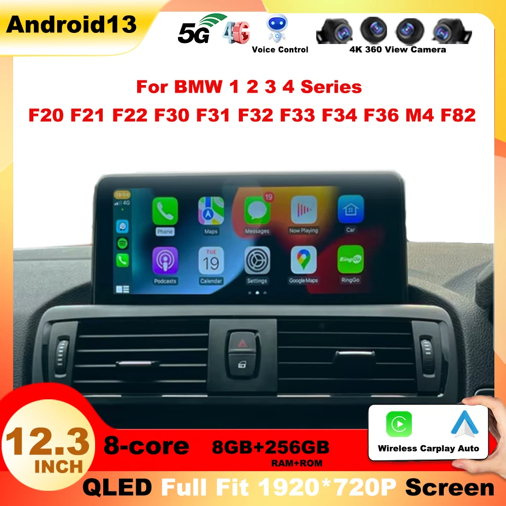 Android 14 Carplay Auto Car Radio GPS Screen For BMW 1/2/3/4 Series F20 F21 F23 F30 F31 F34 F32 F33 F36 Stereo multimedia player