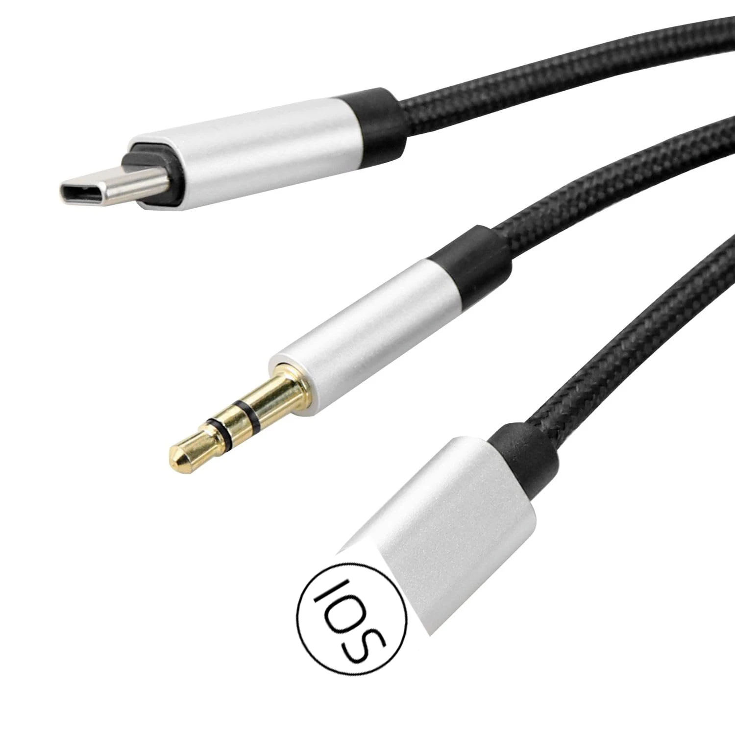 3in1 Audio Cable USB Type-C/8Pin/3.5mm Male To 2 Dual 6.5mm 1/4\