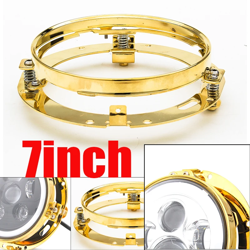 Gold 7 Inch Round LED Headlight Mounting Bracket Ring For Car Jeep Wrangler JK For Suzuki For Samurai Motorcycle 7