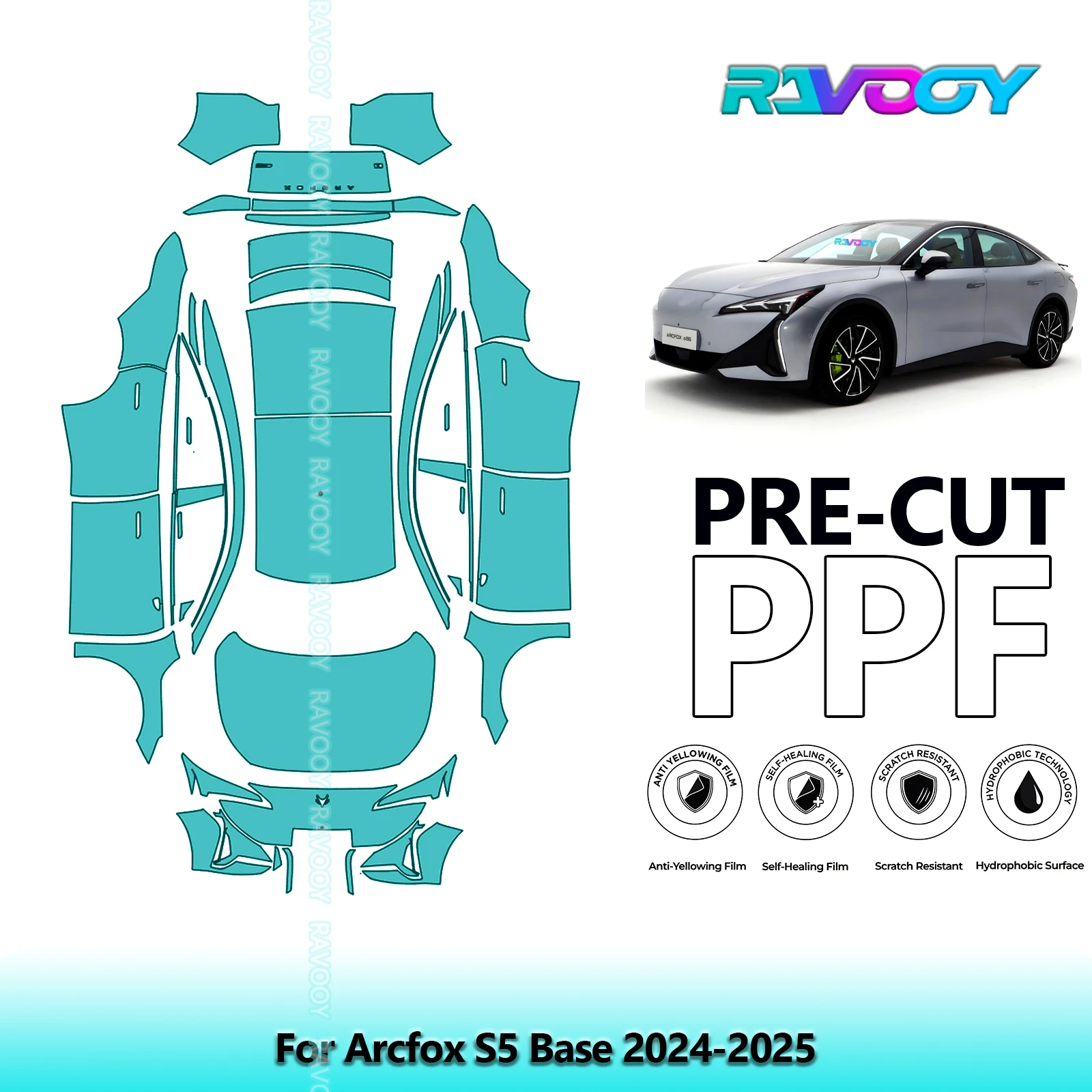 

Full Vehicle Clear Bra Precut PPF Paint Protection Film For Arcfox S5 Base 2024-2025