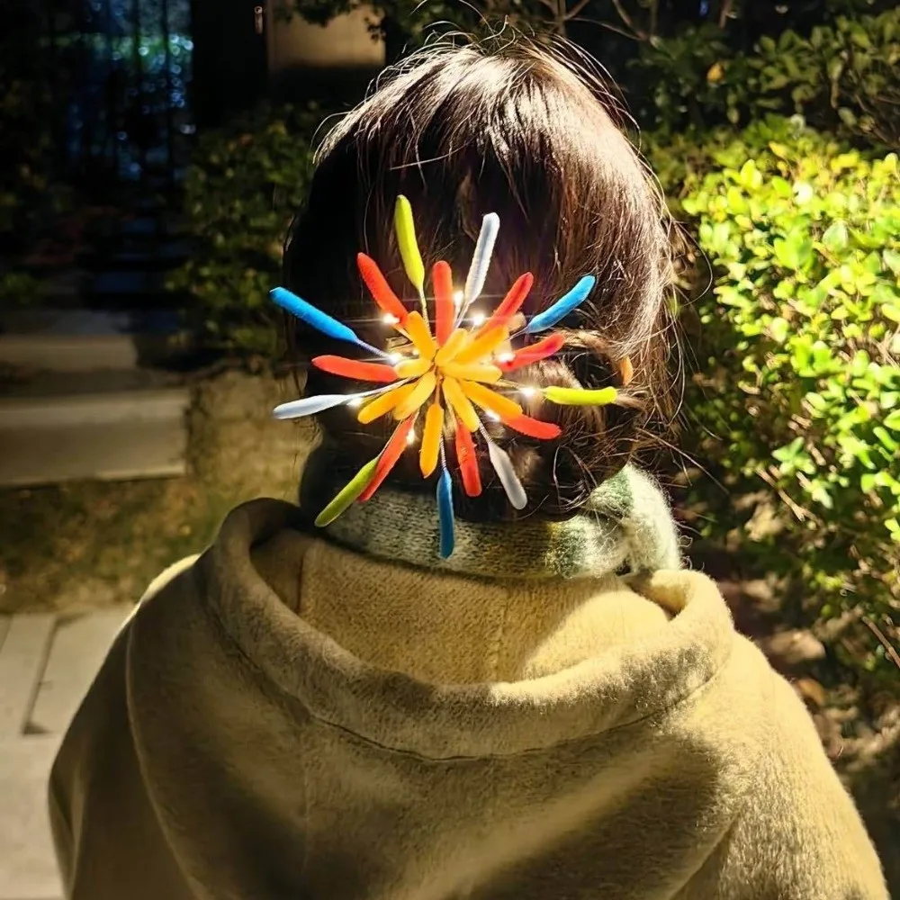 

Twist Bar LED Glow Hairpin LED Glow Photographic Headwear New Year Hairpin Flocking Colorful New Year Headdress