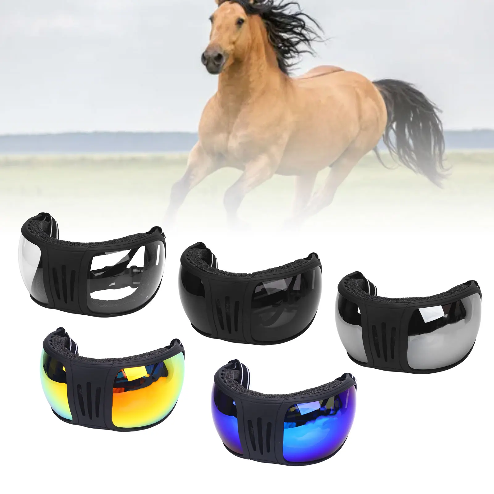 

Horse Racing Goggles Horse Racing Goggles Plastic Windproof Sand Proof Protective Sports Horse Sunglasses for Harness Supplies