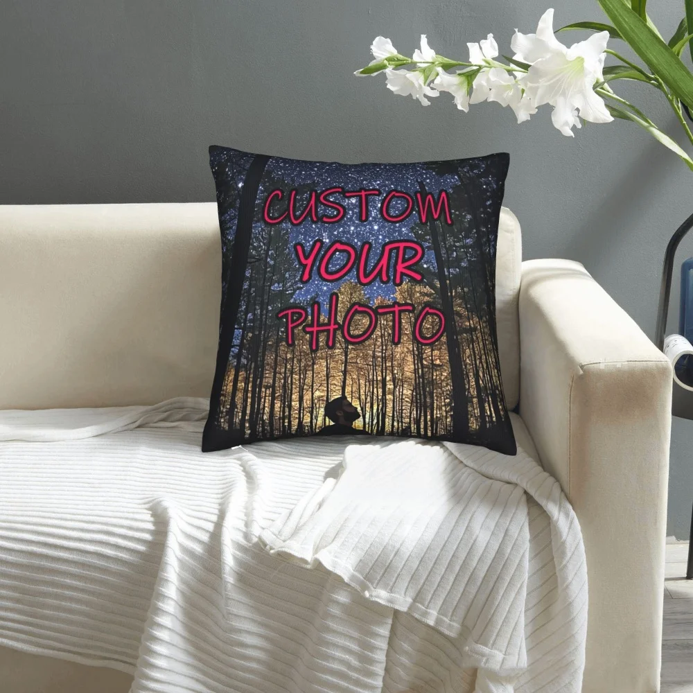 1Pc Personalized Custom Photo Throw Pillow, Double-Sided Printed Design, Soft Plush Cushion with Insert, Perfect Gift