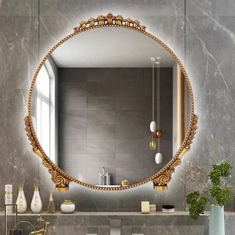 Retro Dressing Mirror Luxury LED Smart Mirror Bath Decoration Bedroom Wall Decor Makeup Led Lights Long Specchio Shaving Shower