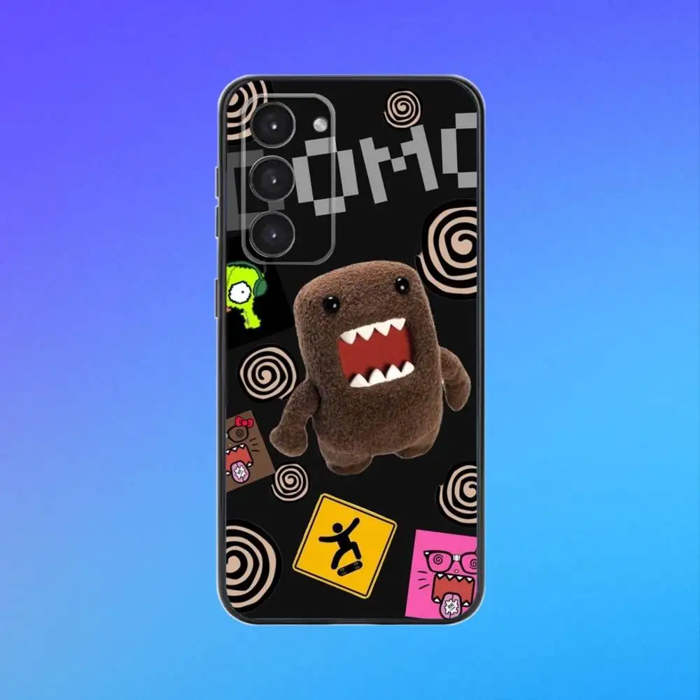 Urocze etui na telefon z miękkiego materiału z motywem Domo-kun, czarne, do Samsung Galaxy A73, A72, A71, A53, A52