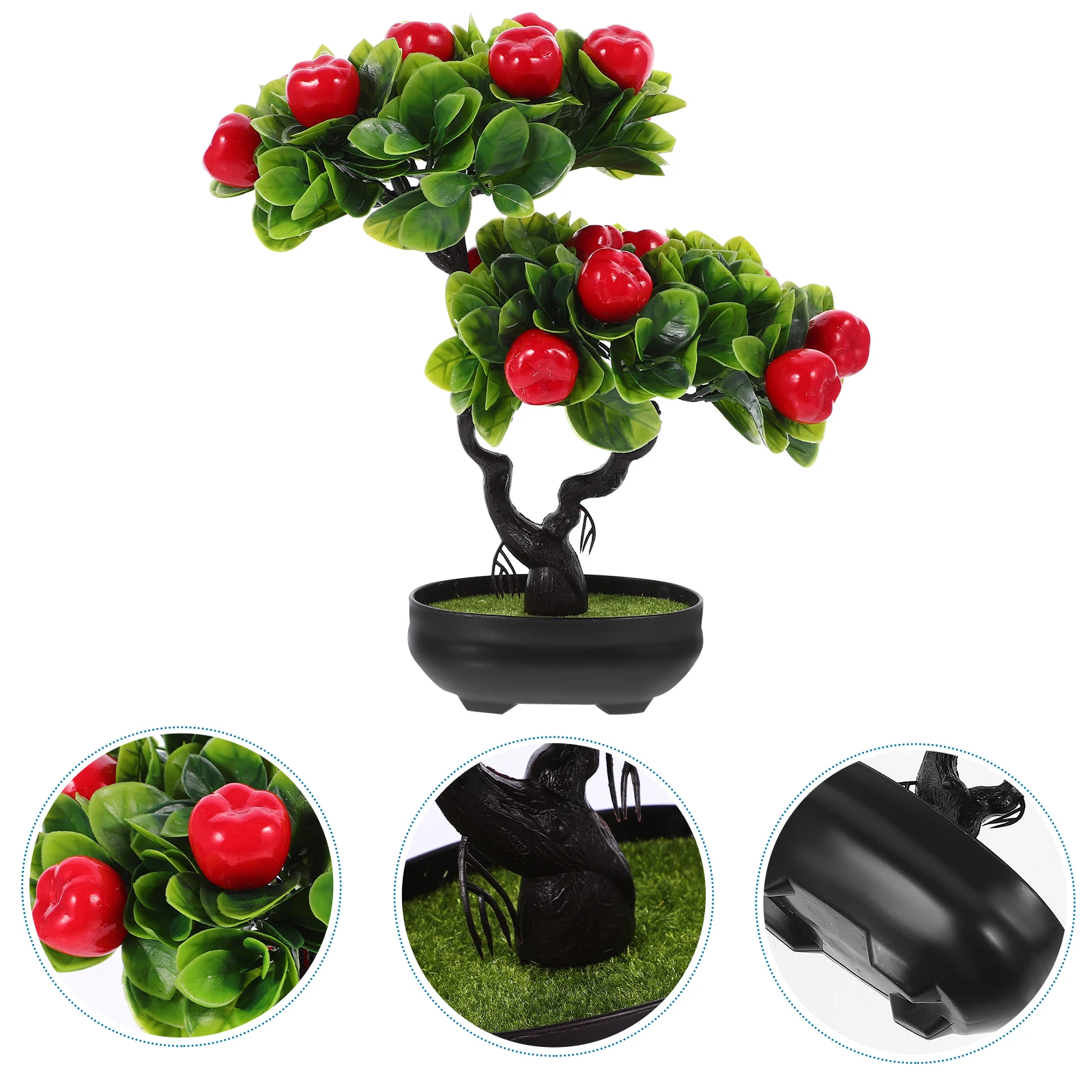 

Simulated Apple Ornaments Decoration Faux Fruit Tree Decorative Potted Plastic Artificial Bonsai Fake Plants Office for Indoor