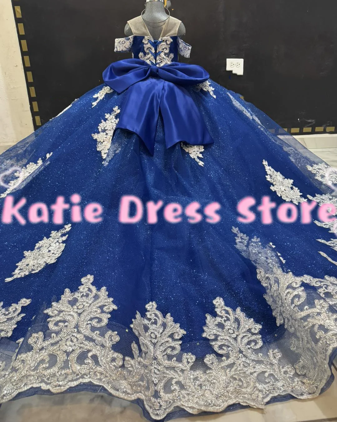 Royal Blue Flower Girl Dress For Wedding Tulle Puffy Lace Applique Kids Birthday Party First Communion Ball Gowns Customized