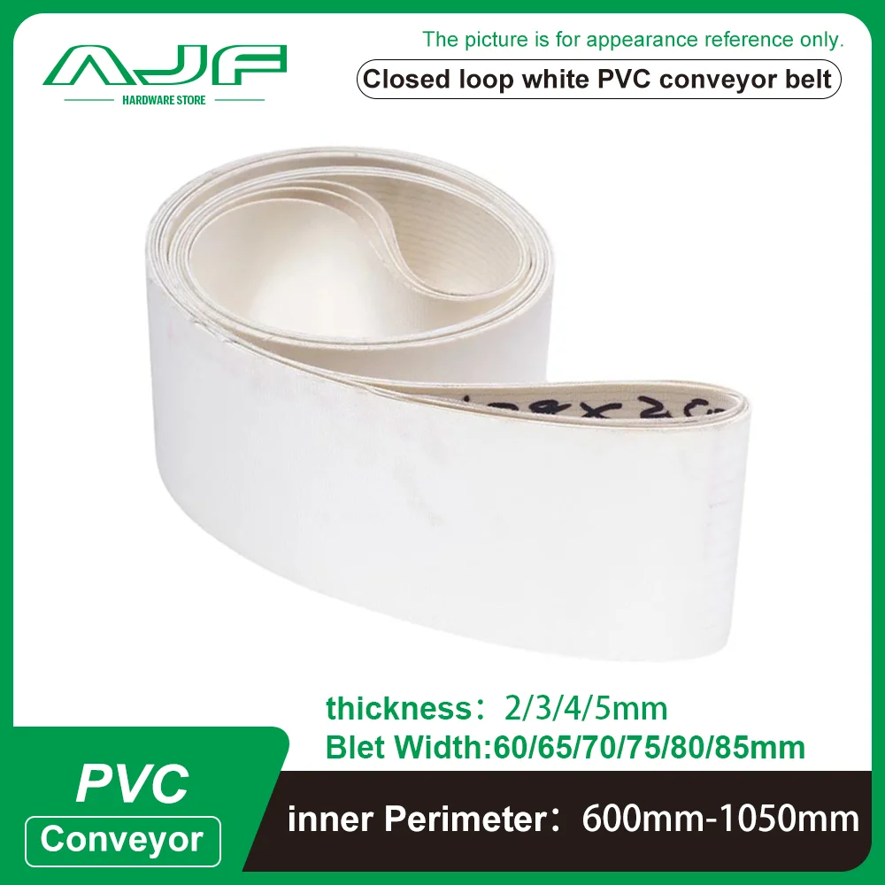 

White PVC Industrial Transmission Conveyor Belt Perimeter:600mm-1050mm Belt Width: 60/65/70/75/80/85mm (Can Customized Size)