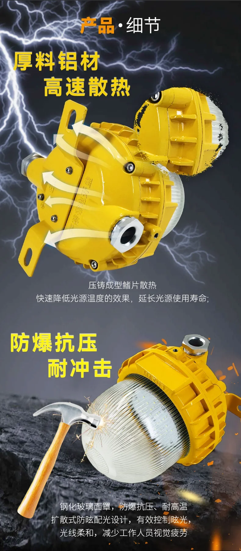 LED explosieveilige waterdichte en hittebestendige fabriekswerkplaats tankstation schijnwerper