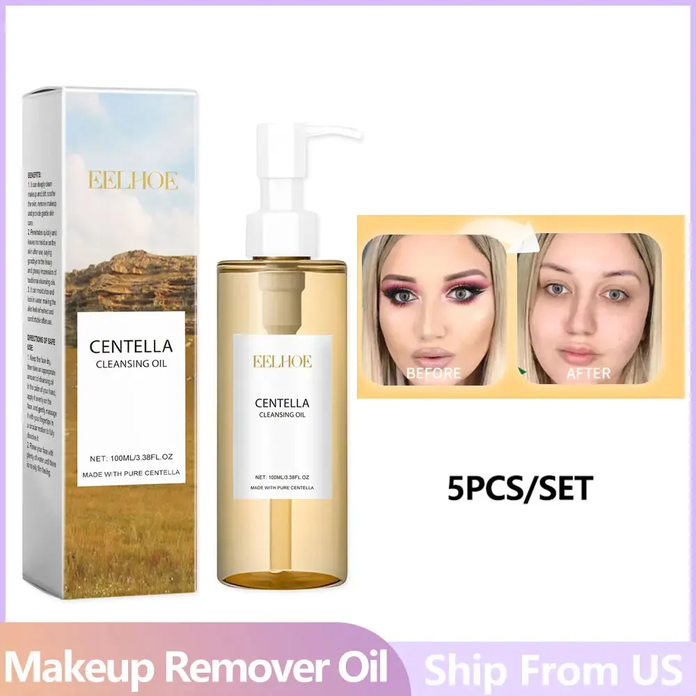 5bottle/set Centella Cleansing Remover Oil Moisturizing Face Refresher Cleaning Extract Vitamin E Oil-free Makeup Remover Oil