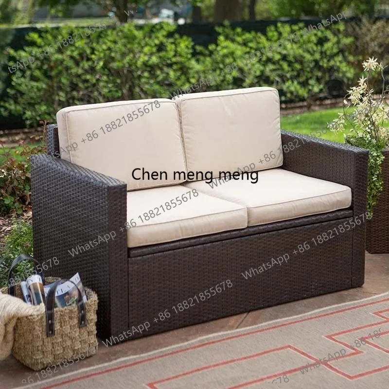 

Outdoor balcony garden living room storage small apartment rainproof sunscreen rattan chair coffee table, combination furniture