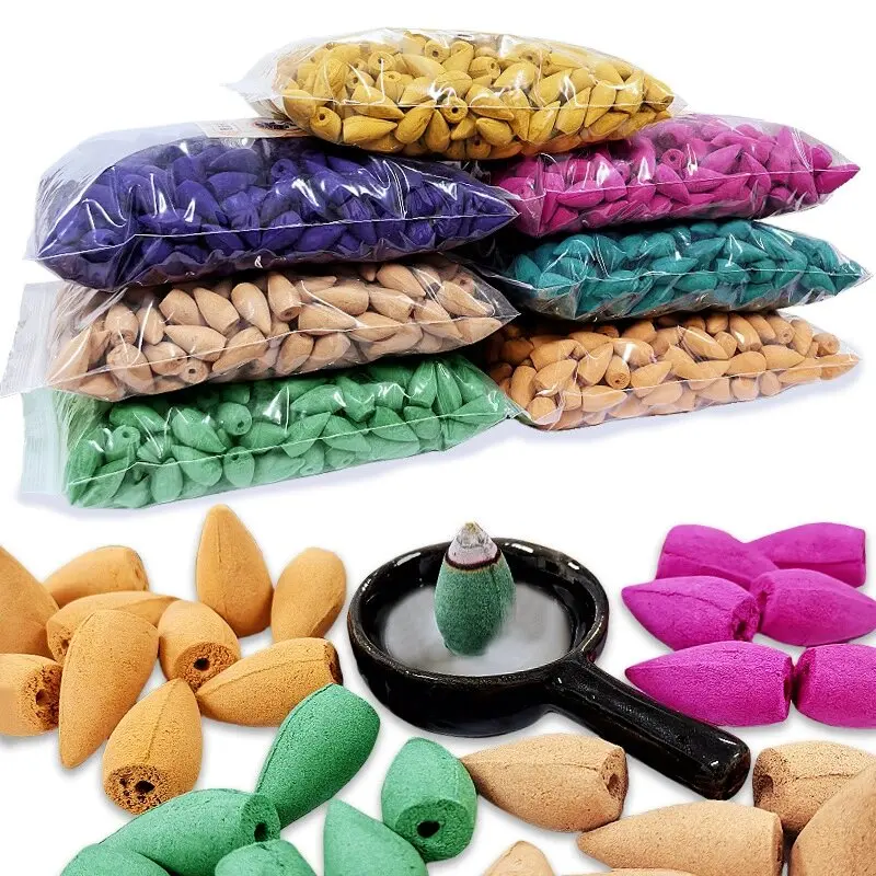 30/60/100pcs Cones de Incenso com Efeito Cascata, Aroma Misto de Lavanda, Jasmim e Sálvia para Queimador de Incenso, Yoga, Meditação e Aromatização de Ambientes