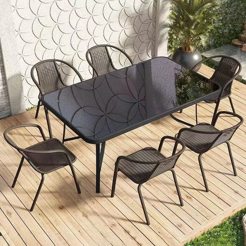 

Outdoor tables and chairs with umbrella combination courtyard open-air garden tables and chairs three-piece set household
