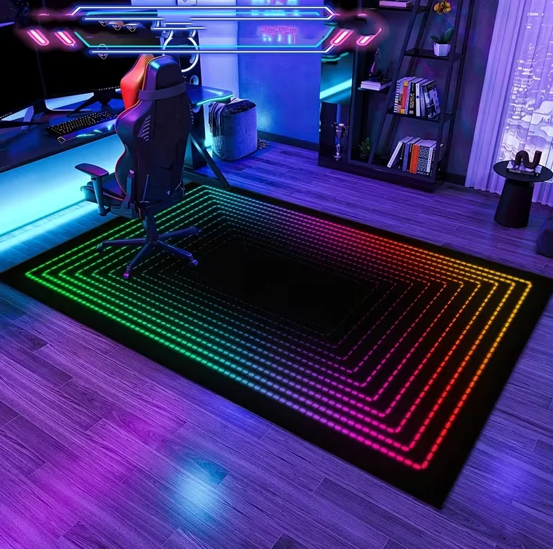 Game Controller Carpet Geometric Style Chair Floor Mat Black Color Carpet Game Room Electronic Game Room Carpet Decoration