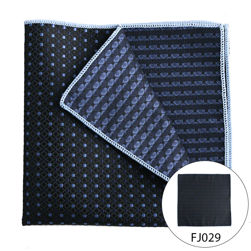 Pocket Square Men Fashion Silk Handkerchief Navy Blue Handmade Hanky Luxury Brand Design Pocket Square Microfiber Jacquard Pocke