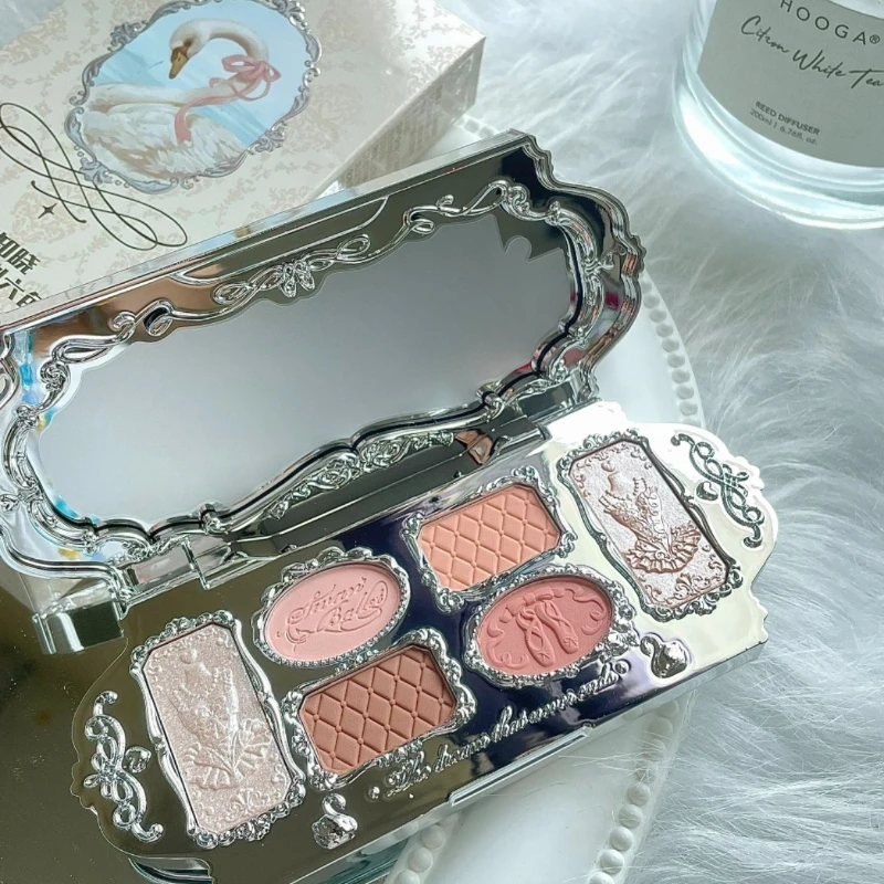 Flower Knows Swan Ballet Series Cosmetics 6 Color Eyeshadow Palette Matte Pearl Face Palette Glitter Palette Makeup