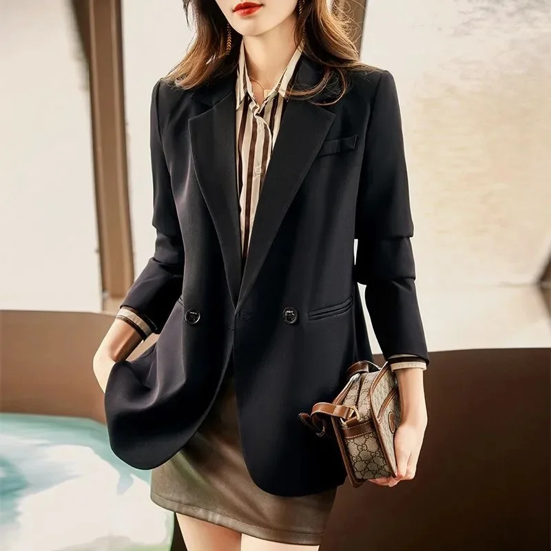 

Винтажный блейзер, женский элегантный официальный женский весенне-осенний модный шикарный повседневный пиджак с длинными рукавами, новинка 2026 года