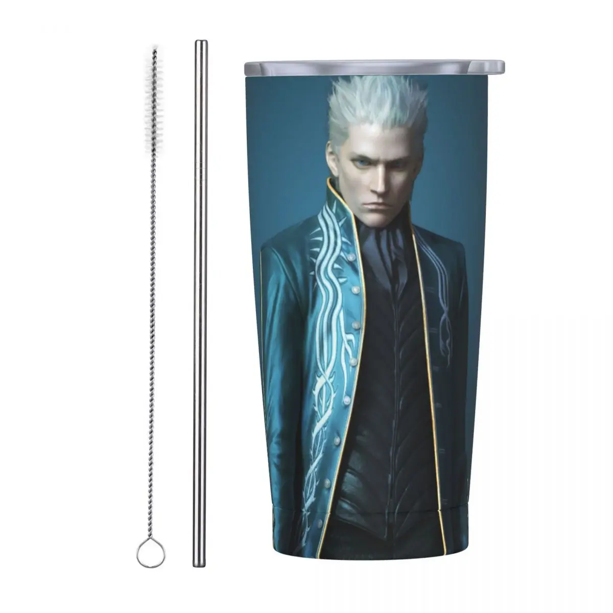 Vergil From The Devil May Cry Series Stainless Steel Tumbler Vacuum Insulated Mugs Thermal Cold Bottle Straws With Lid 20oz