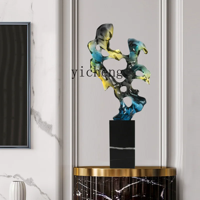 

ZYA New Chinese Taihu Stone Ornament Home Living Room Entrance TV Cabinet Wine Cabinet High-end Decoration