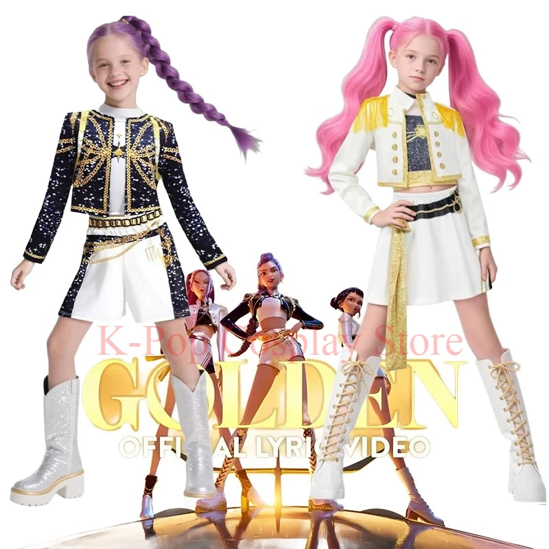 

New Anime Movie HUNTR/X KPOP Demon Hunters Cosplay Costume Zoey Rumi Mira Kids Girls Role Play Uniform for Halloween Party Prop