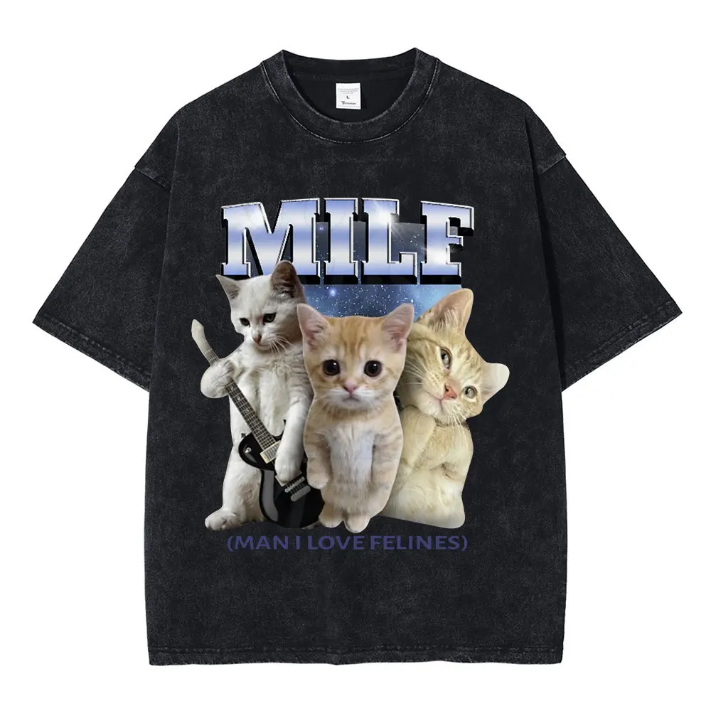 توقف عن الحديث ابدأ Mewing خمر غسلها تي شيرت مضحك لطيف القط ميمي الجرافيك تي شيرت ملابس عصرية للجنسين تي شيرت المتضخم
