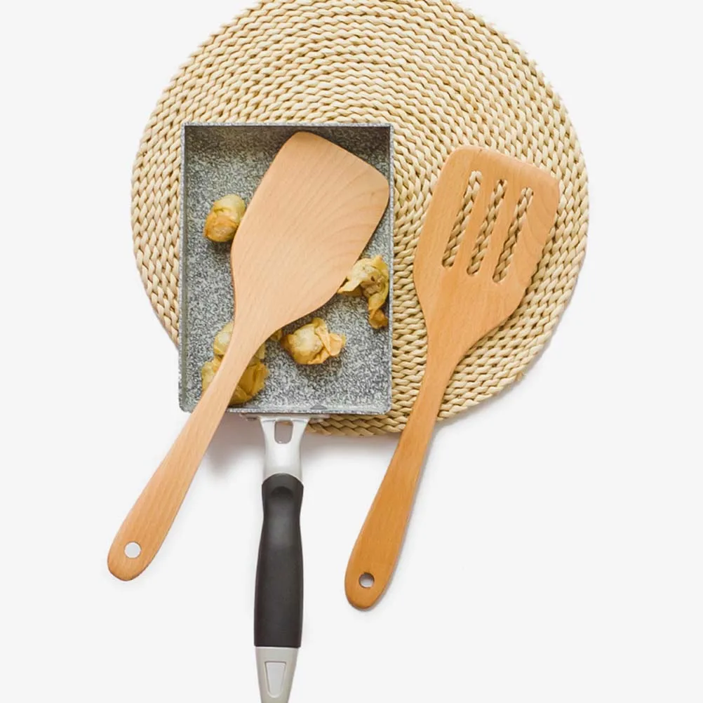 

Natural 31X7.5Cm Beechwood Wooden Spatula Flat Turner Heat Resistant Eco-Friendly Kitchen Utensil Ergonomic Handle 3 Holes