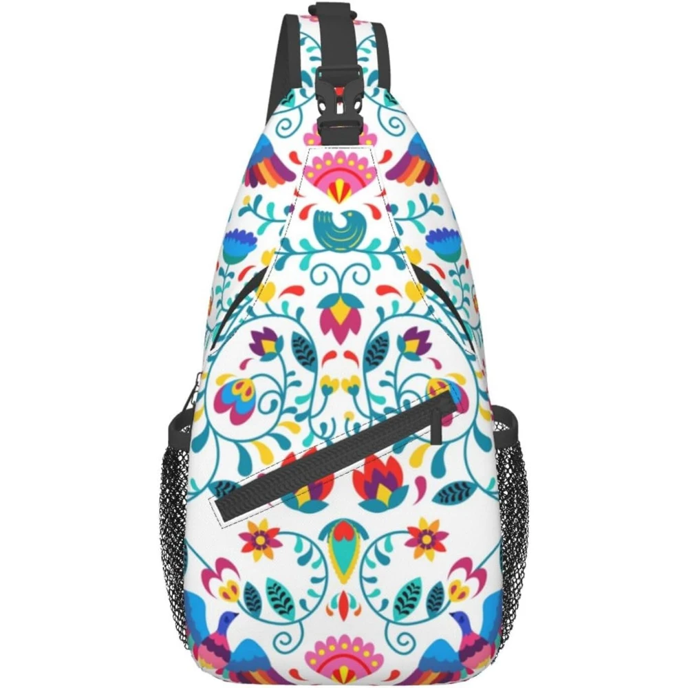 Mexican Fiesta Mexico Dia De Los Muertos Floral Cinco De Mayo Sling Bag for Women Men Crossbody Shoulder Fashion Lightweight