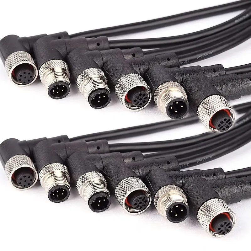 

M12 Aviation Plug Cable 4 5 8 12Pin A/B/D-type Waterproof Sensor Signal Wire Connector m12 Male Female Connection Shielded Line
