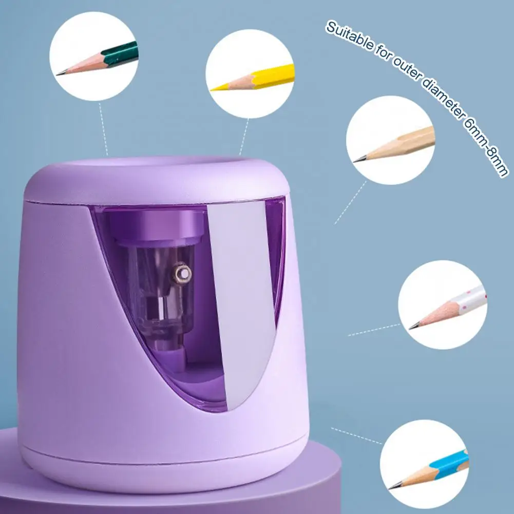 Sacapuntas eléctrico automático, sacapuntas transparente, funciona con pilas, suministros escolares y de oficina