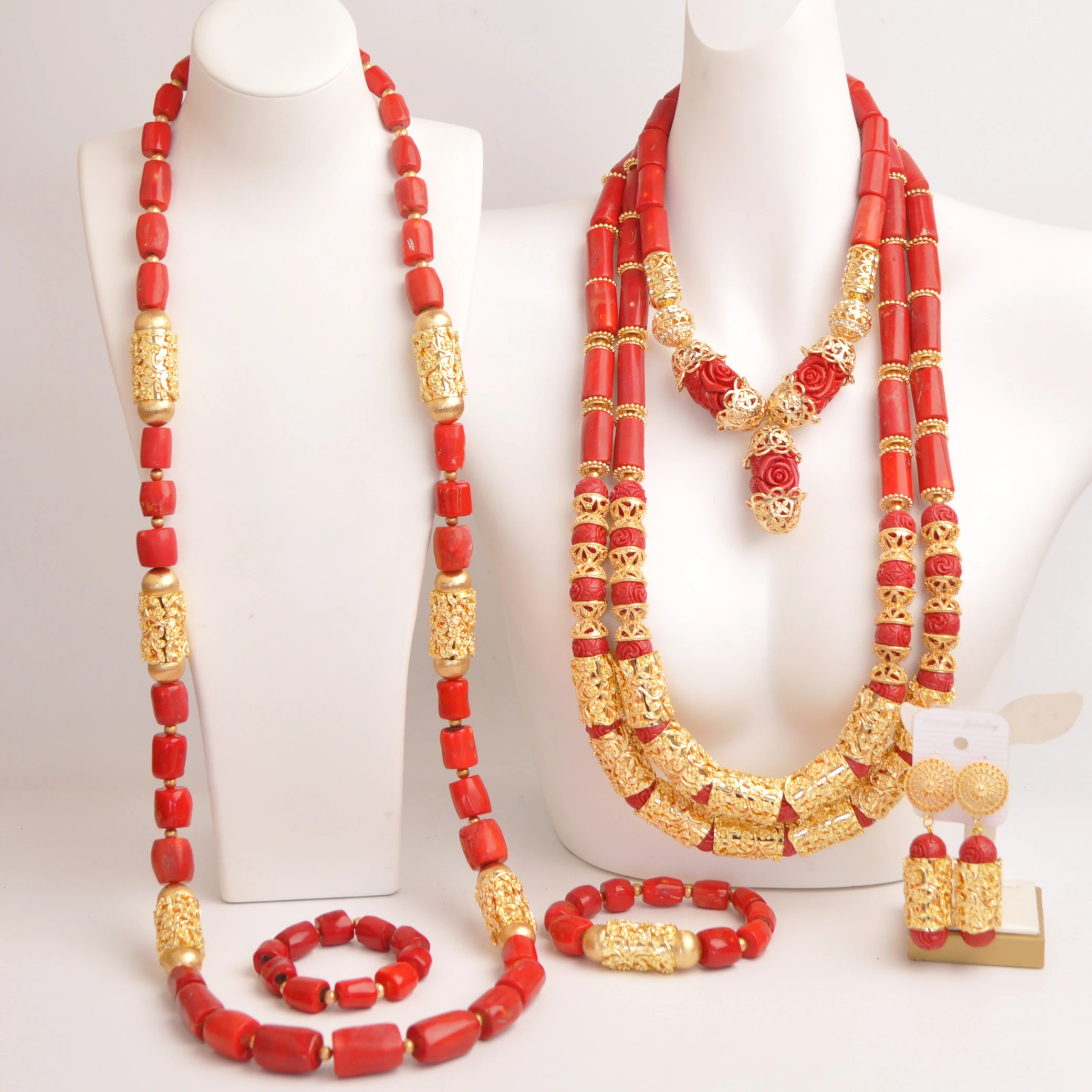 real-red-coral-bead-jewelry-set-for-couple