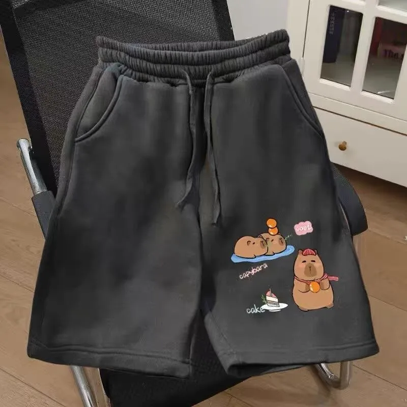 2025 American Ins Style Capibala Printed New Fun Drawstring Shorts For Women's Street Fashion Brand Five Quarter Pants