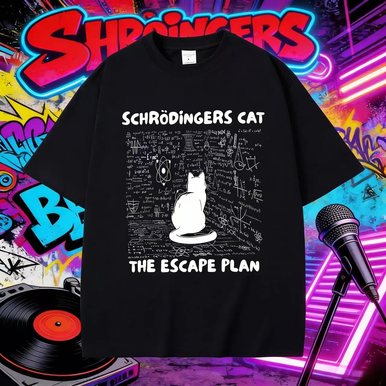 

Schrodinger Cat The Escape Plan Funny Meme T-shirt Men Women Clothing Casual Cotton Vintage T Shirts Male Humor Novelty T-shirts