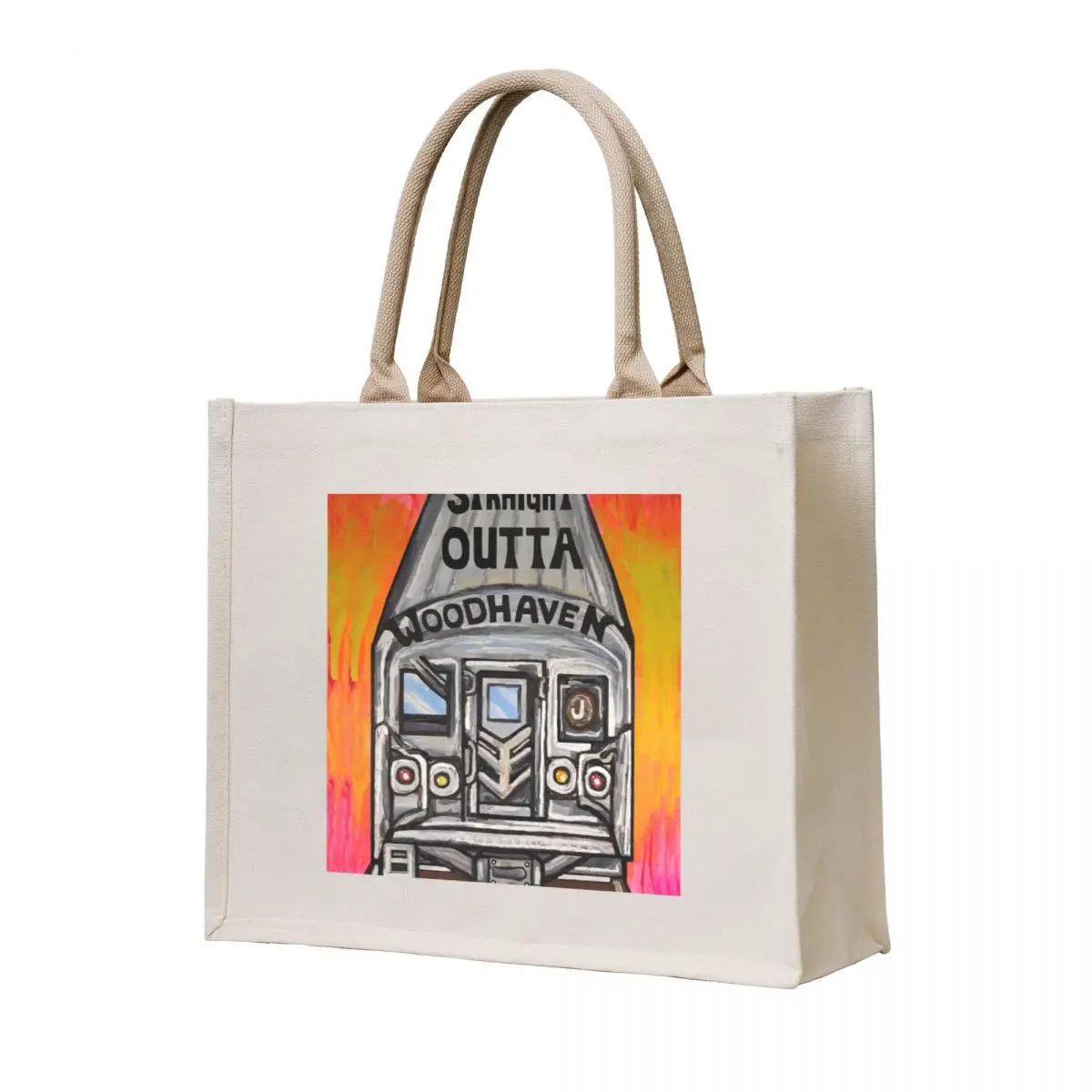 

Straight Outta Woodhaven J Train Tote Bag Large bags for women tote bags men hand bags Portable shopping bag