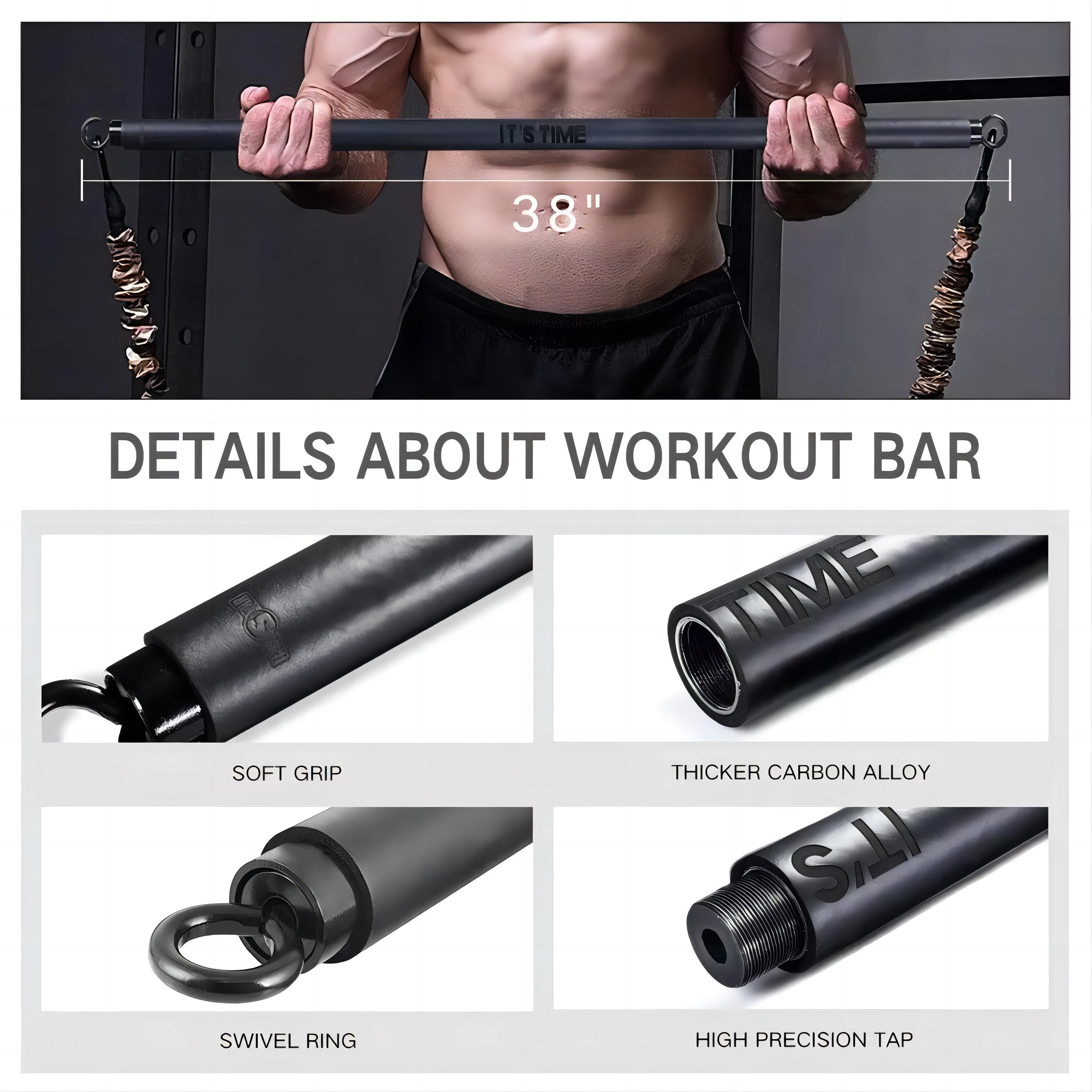 INNSTAR Removable Fitness Bar Bench Press Workout Bar Resistance Band Strengh Training Stick Gym Workout Tube Exercise Equipment