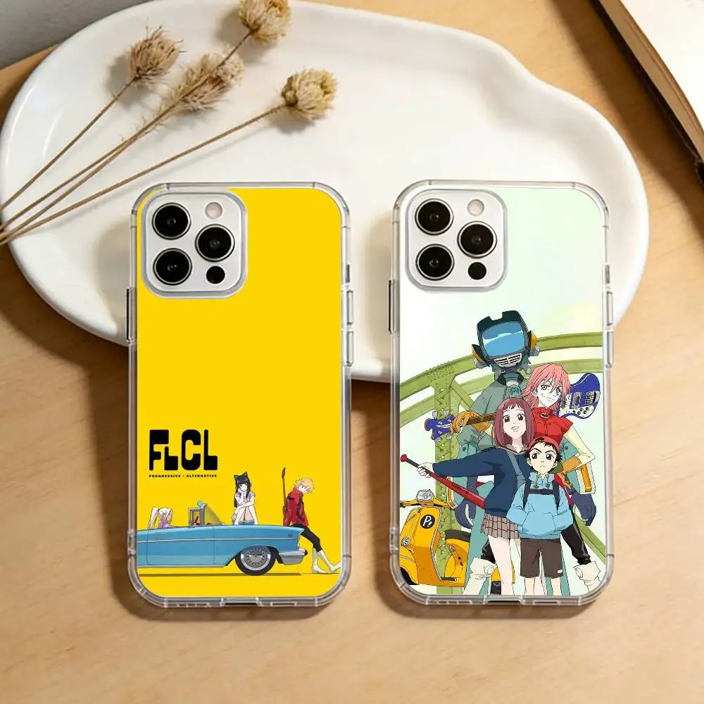 Fooly C-Cooly FLCL Anime Cyber Love  Phone Case For iPhone 17 16 15 14 13 12 11 Mini Pro Max Plus Transparent Cover