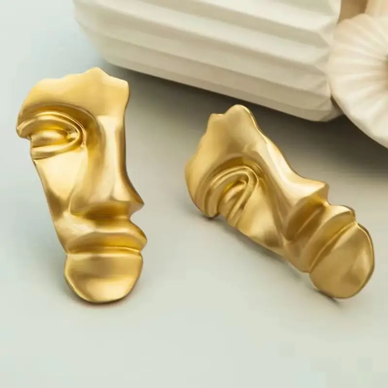 8PCS Solid Brass Face Mask Furniture Pulls Handles Drawer Knobs Cupboard Wardrobe Closet Dresser Shoe Wine Cabinet Pulls Gifts