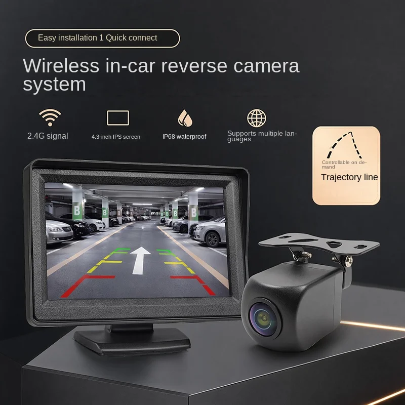 Wireless WiFi Free Installation 4.3 Inch Screen HD Night Vision Car Rear View Reversing Monitor Camera