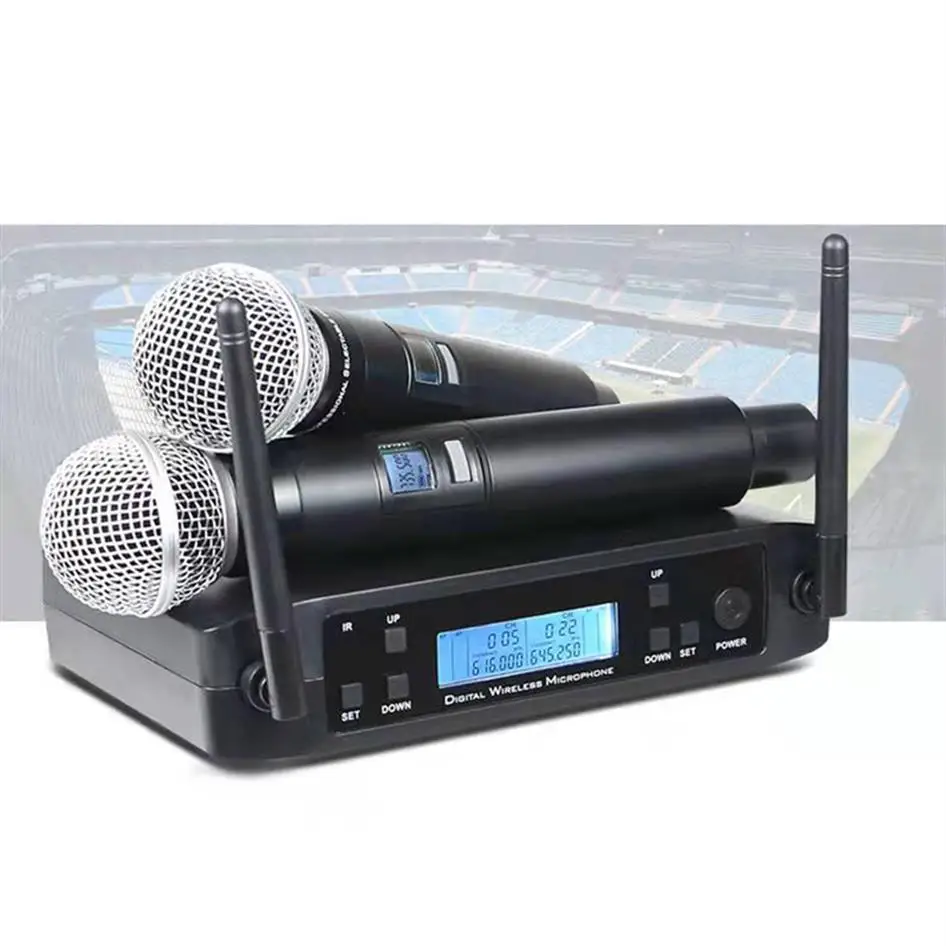 Wholesale GLXD4 wireless microphone 2 channel UHF 640~690MHz professional performance host live broadcast handheld microphone