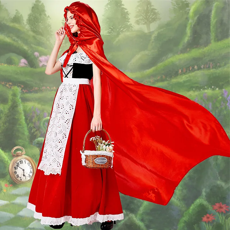 Halloween Cosplay Little Red Riding Hood Performance Costume Fairy Tale Story Role-playing Blood Queen Skirt Stage Outfit