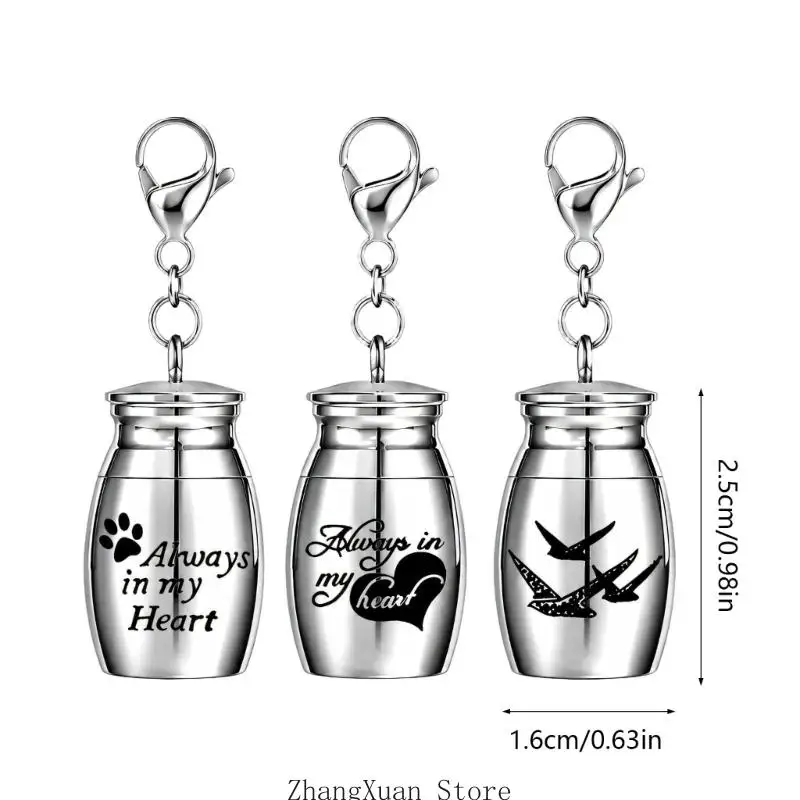 Urnen-Schlüsselanhänger-Set mit Stahlclips für Haare, 3er-Pack 3XUF – Detail 6