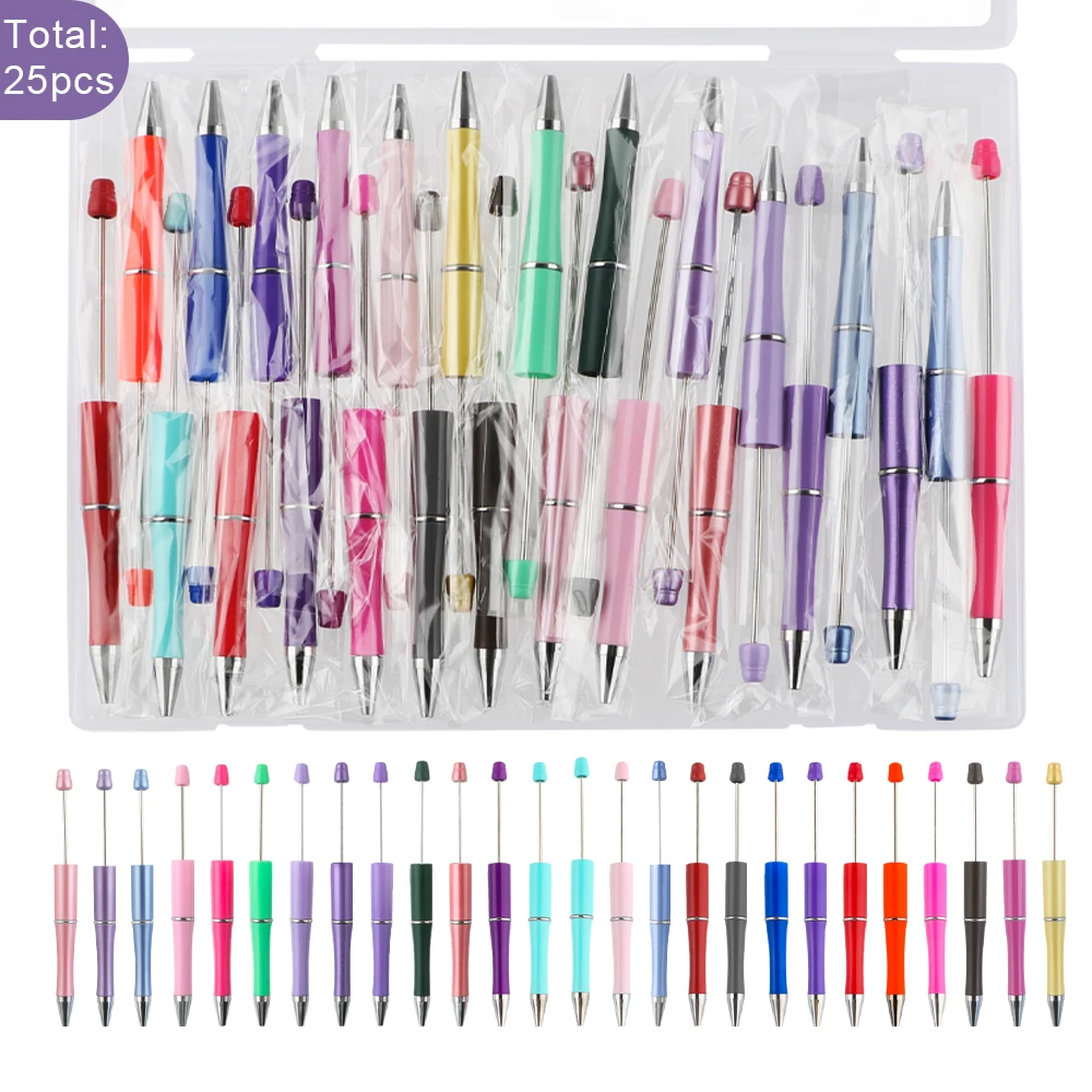 

Sunrony 25Pcs/Box Mix Ballpoint Beadable Plastic Pen Black ink DIY Personality Pen School Office Writing Supplies Stationery