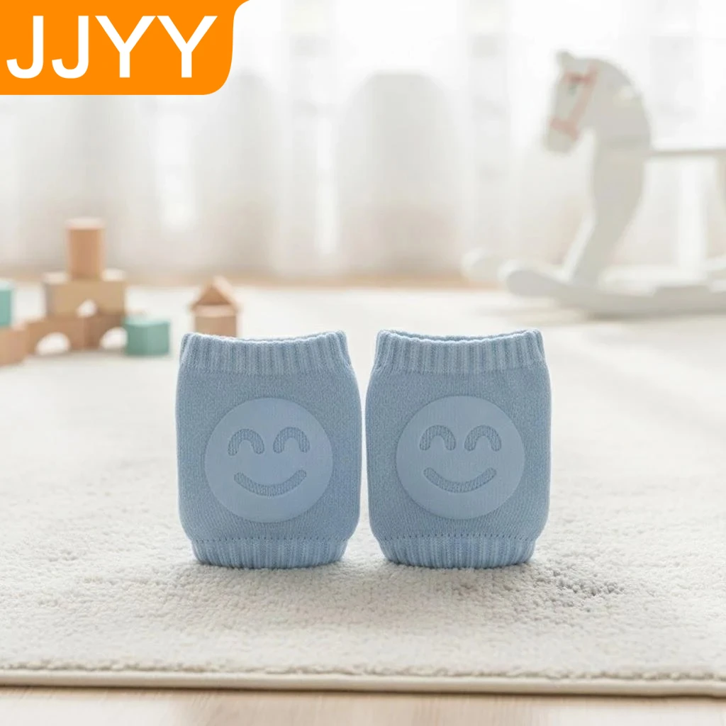 Crawling Baby Knee Pads and Elbow Pads Non Slip Terry Socks for Toddlers Cartoon Smiling Face 0 2 Years