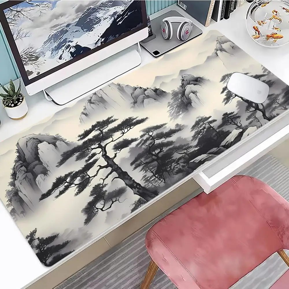

Wash-inked Pine Tree Mouse Pad Gaming Mouse Pad, Mouse Pad with Edges and Non-Slip Rubber Base, Extended Mouse Pad