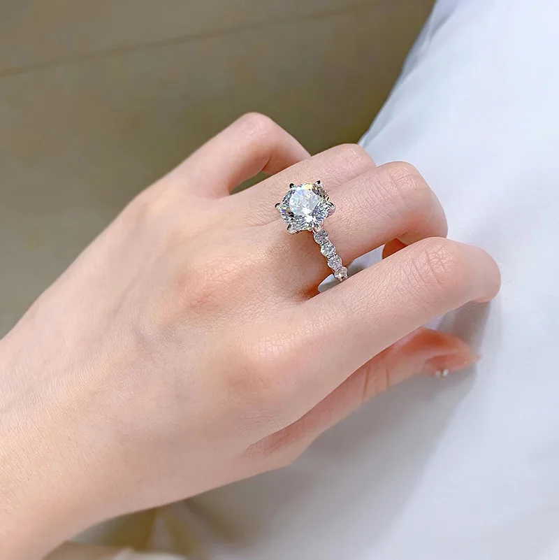 Joyce jelly Luxus 5 Karat portugiesisch schneiden 100 Gesicht geschnitten Moissan ite Ring für Frauen 925 Sterling Silber Schmuck – Detail 18