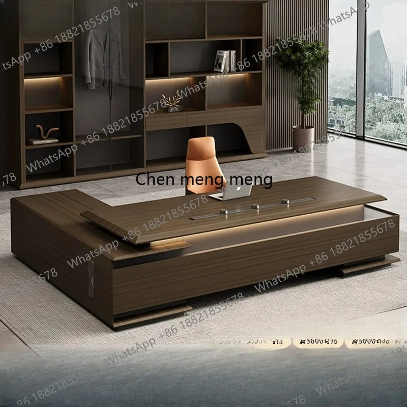 

Boss office desk and chair combination modern light luxury chairperson's office president's desk large desk