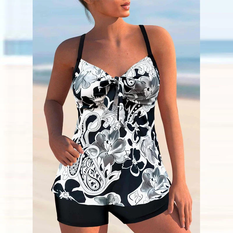 ชุดว่ายน้ำ tankini Monokini สำหรับผู้หญิง, ใหม่2023ชุดว่ายน้ำชุดว่ายน้ำ2ชิ้นชุดว่ายน้ำหลวมไซส์สำหรับใส่ไปทะเล